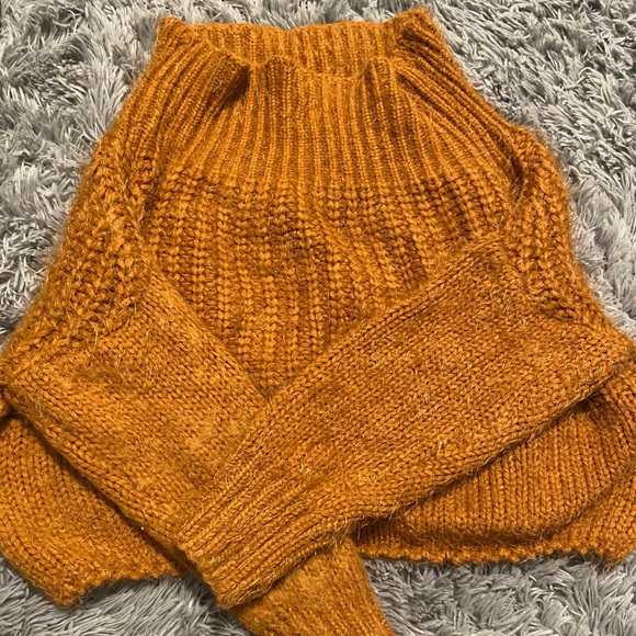 Burnt Orange Off The Shoulder Sweater - Picture 5 of 5